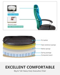 Big and Tall 500lbs Wide Seat Ergonomic Desk Chair with Lumbar Support Arms