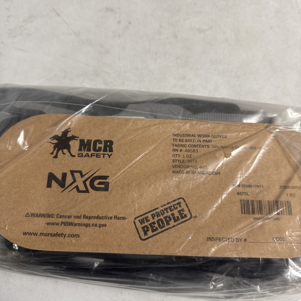 MCR Safety 9673L Economy Foam Nitrile Gloves – Large, Gray/Black (1 Dozen) New