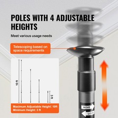 Uimoso Dust Barrier Poles 10 Ft Dust Barrier System with 4 Telescoping Poles