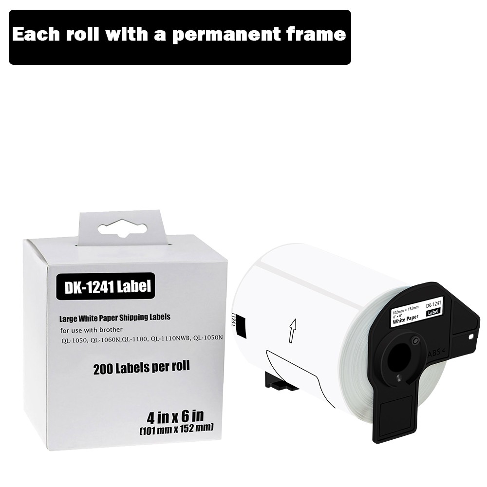 Compatible 4″ x 6″ DK-1241 Shipping Labels for Brother QL Printers with Frame US