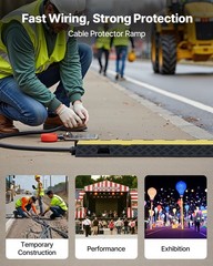 VEVOR Cable Protector Ramp TPU Cord Cover 22000 lbs/axle Capacity 2 Channel