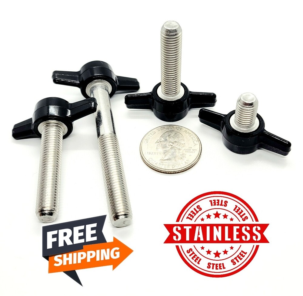 5/16″-24 Thumb Screw Bolts Fine Thread Black Tee Wing Butterfly Knob Stainless