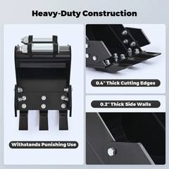 11.81in/300mm Fit for Mini Excavator Digging Bucket Attachments with Metal Teeth