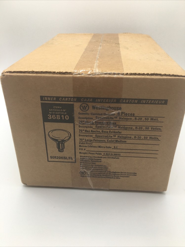 Westinghouse 6 Pack 50w Light Bulbs R-20 SpectraLite 50R20H/SL/FL Item No. 36810