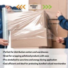 18″ x 1000′ 4 Rolls Pallet Wrap Stretch Film Hand Shrink Wrap 1000FT