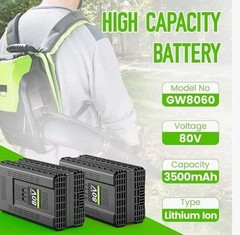2 Packs 80V 3.5Ah Lithium Battery Replace for Greenworks 80V Battery GBA80400…
