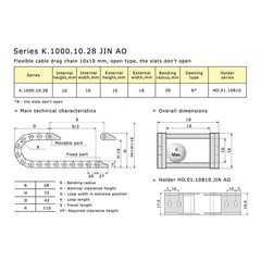 Cable drag chain – Energychain – Power chain – Cable track 10×10 mm, 1 meter