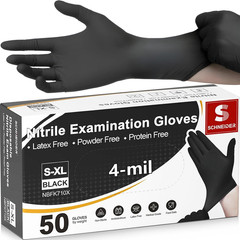 Schneider Medical Nitrile Exam Gloves, 4 Mil Black Gloves Disposable Latex Free