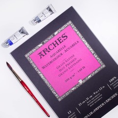 Arches Watercolor Pad 9×12 Inches 140lb/300gsm Hot Press, White 9″x12″,