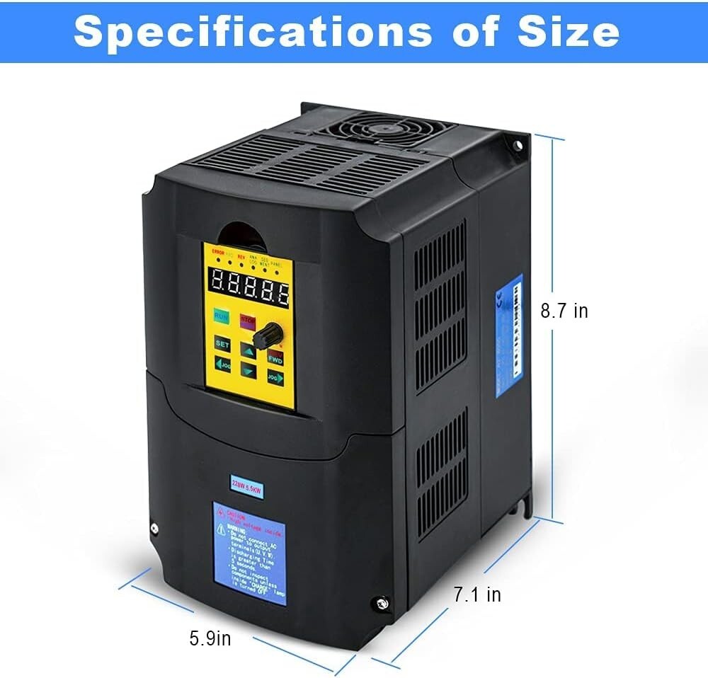 VFD 5.5KW 7.5HP 220V 1 or 3 Phase Input 3 Phase 0-400HZ Output 36A