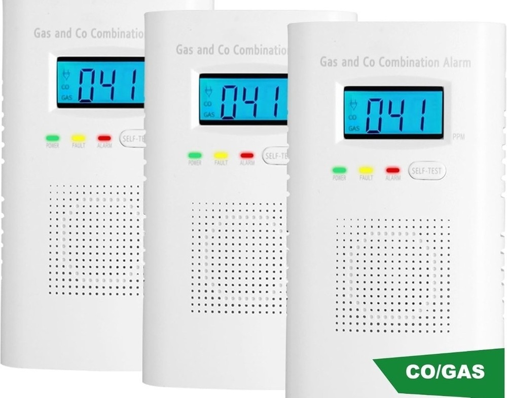 Carbon Monoxide Detector Wall Plug In CO and Natural Gas Detector 3 Pack KH522