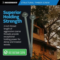 10″ Structural Timber Screws – Countersunk (Hex Head) – Sandbaggy