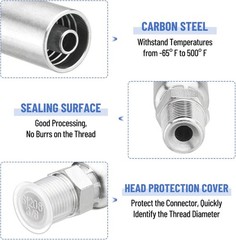 12 Pack Hydraulic Hose Fittings, 3/8″ I.D. Hose X 3/8″ NPTF Male with Protection