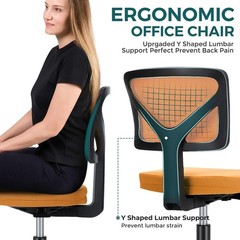 Compact Orange Desk Chair with Adjustable Height & Mesh Back – Modern Style