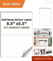 Versatile Half Sheet Labels (50 Total) – Strong Adhesive & Printer Compatible
