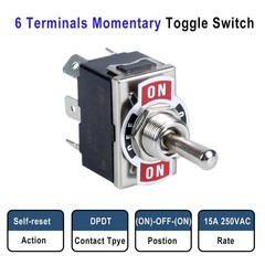 Momentary 6Pin Toggle Switch 30A 12VDC/ 20A 120VAC ON/Off/ON 3 Positions Elec…