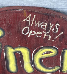 VTG Wood Sign Diner Always Open! Burgers, Shakes, Fries -Rustic, Painted, 20×14