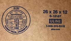26″ x 26″ x 12″ Corrugated Box (275 ECT) DOUBLE WALL – SINGLE BOX