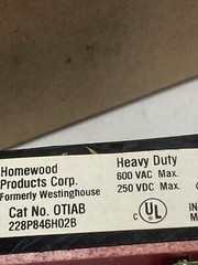 HOMEWOOD GVAN11 CONTACT BLOCK 1 N.C. HEAVY DUTY REAR CONN 600VAC 250VDC NIB