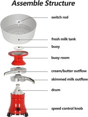 Electric Milk Cream Separator 100L h Stainless Steel Separator