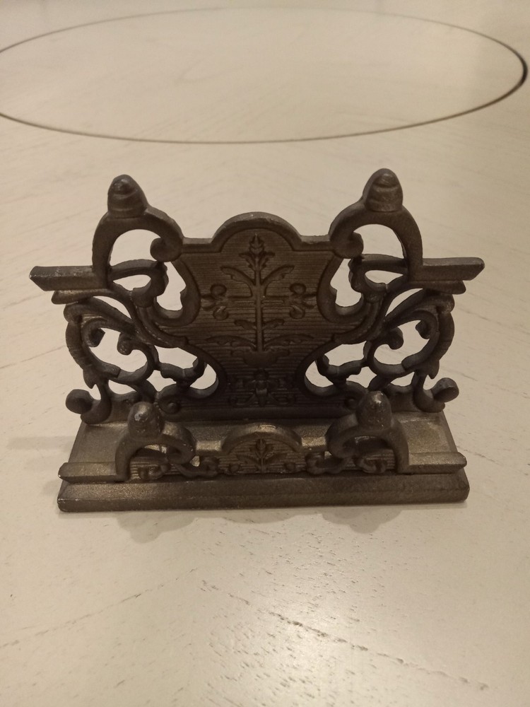 Vintage Ornate Heavy Metal Nickel Silver Business Cards Holder