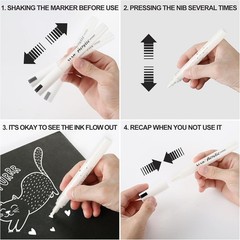 SFAIH Black & White Acrylic Paint Markers 1 Count (Pack of 8), &