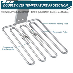 1700W 11L Electric Deep Fryer Commercial Stainless Steel Dual Basket Drain Valve