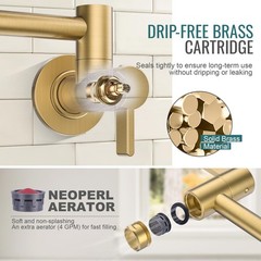 Brushed Gold Pot Filler Faucet Arcora Modern Pot Filler Wall Mount Folding