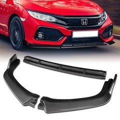 5pc Painted Carbon Front Bumper Lip Side Skirt Diffuser Honda Civic Si 2017-2021