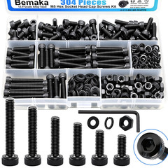 304PCS M5 Hex Socket Head Cap Screws Kit M5×8/12/16/20/30/35 mm Bolts, Nuts & Wa