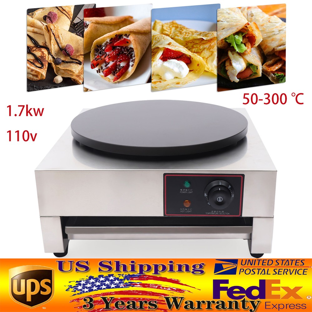 1700W 16″ Commercial Electric Crepe Maker Pancake Machine Big Hotplate Non Stick