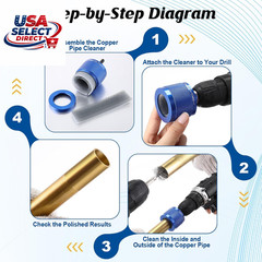 Copper Pipe Cleaner Set with Stainless Steel Brushes for Drill