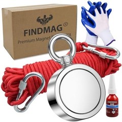 FINDMAG 1000 LBS Fishing Magnet Kit, Double Sided Stong Magnet Fishing with R…