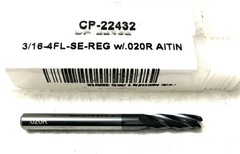 Carbide Plus CP-22432 3/16″ 4FL Corner Radius End Mill 0.02R Carbide AlTiN NEW