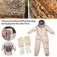 Premium Beekeeping Suit Breathable Full Body Protective Gear Durable XL White