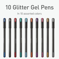 Pentonic Glitter Gel Pens, 10 Count, 10 1 Count (Pack of 10), Assorted