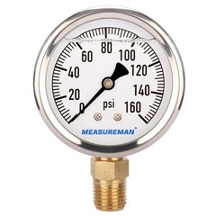 RV Water Pressure Regulator Gauge 0-160psi Lead Free Stainless Steel 2 Inch Dial