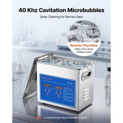 Uimoso 3L Ultrasonic Cleaner 40kHz for Jewelry and Small Parts Cleaning