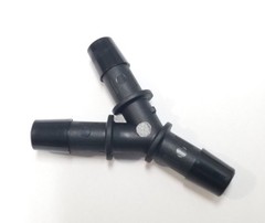 (2) Two 3/8″ Nylon Wye Y 3-Way Barb Black Tube Connector Fittings