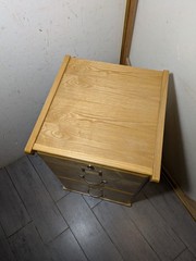 Vintage Industrial Mission Style Oak Wood Filing File Cabinet 2 Drawer Brass N54