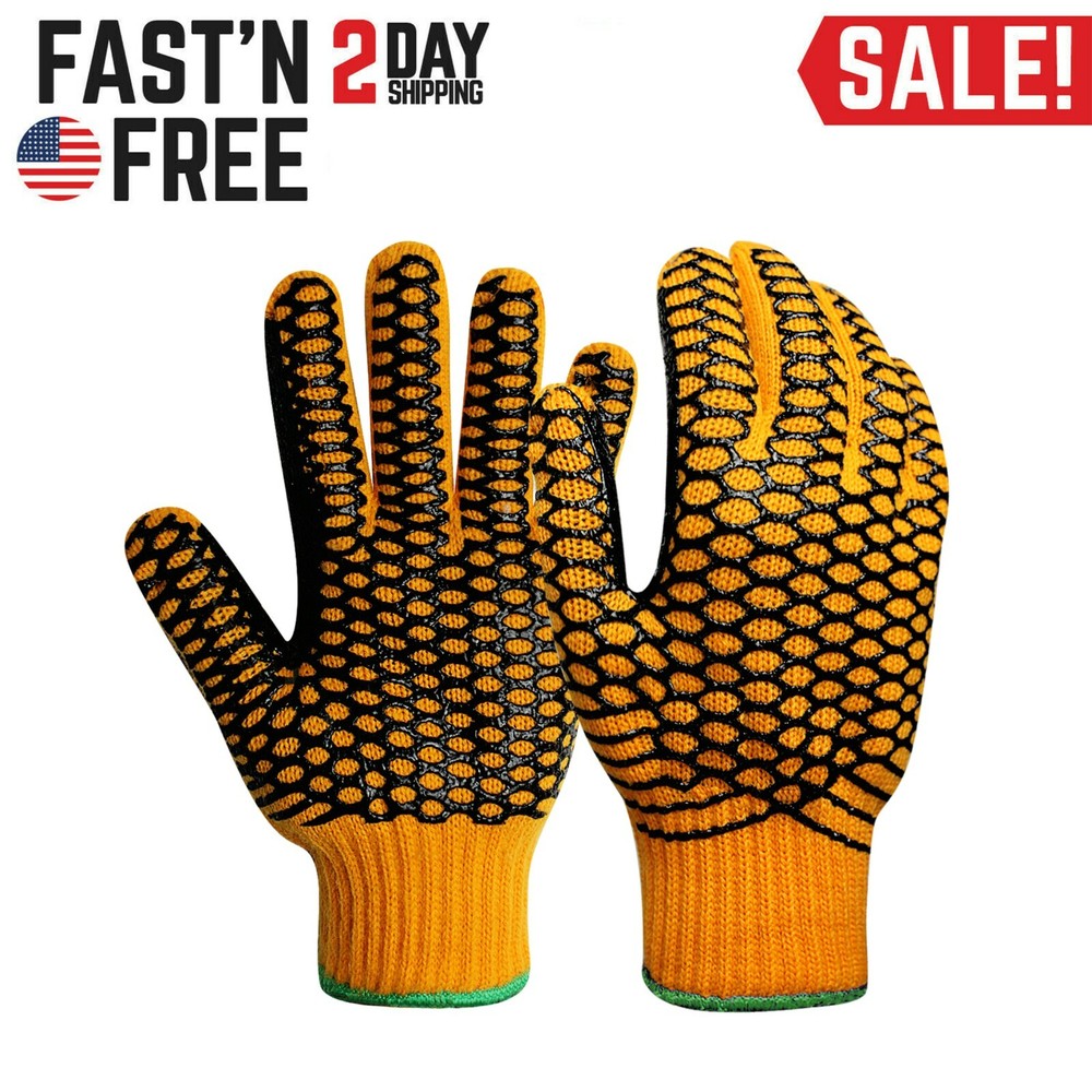 EvridWear Crisscross Honeycomb Grip Double Layer String Knit Work Gloves