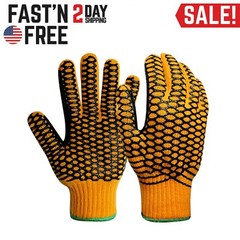 EvridWear Crisscross Honeycomb Grip Double Layer String Knit Work Gloves