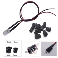 3mm 5mm led diode 20cm Pre-wired DC5V 12V 24V Red Green white led Lamp 10pcs