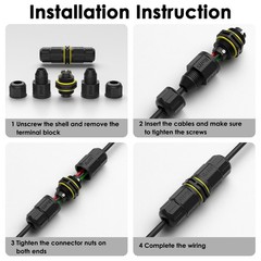 3 Way IP68 Waterproof Electrical Junction Box – 3 Pin Outdoor Cable Connector…