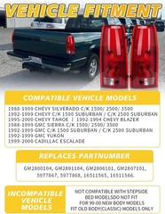Tail Light Assembly for 1988-1998 Chevy GMC Sierra C/K 1500 2500 3500,