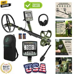 Professional Metal Detector for Adults,12″ Waterproof Search Coil with LCD B…
