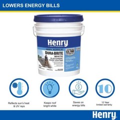 Henry 587 Roof Coating White Acrylic Elastomeric Reflective 4.75 Gal Waterproof
