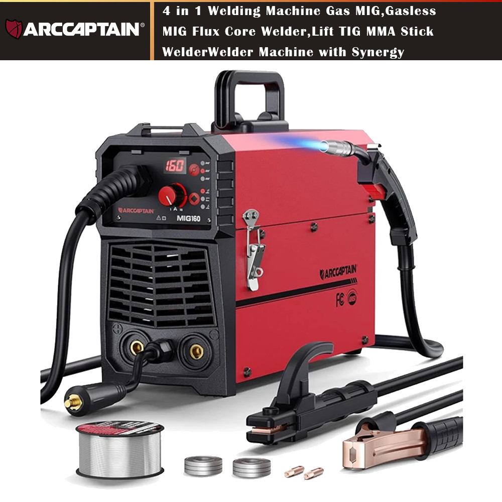 ARCCAPTAIN 160A MIG Welder 110V 220V 4 in 1 Welding Machine Gas MIG Gasless MIG