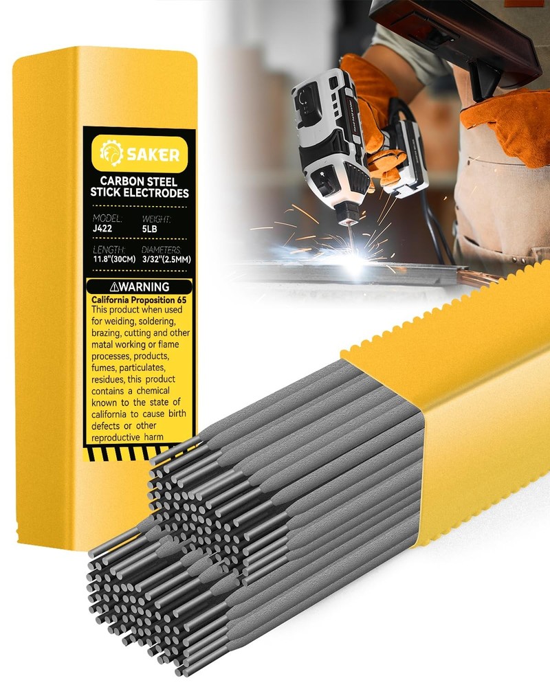 Saker E6013 Welding Rod 3/32” 5LB Carbon Steel Stick Electrodes