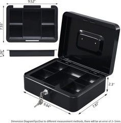 Compact Black Cash Box with Key Lock & Tray – Ideal for Events & Personal Use
